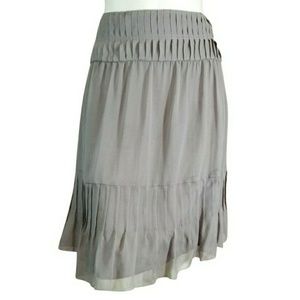 Vertigo Paris Silk Crepe Pleated Ruffled Skirt